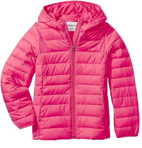 Amazon Essentials Girls and Toddlers' Lightweight Water-Resistant Packable Hooded Puffer Jacket